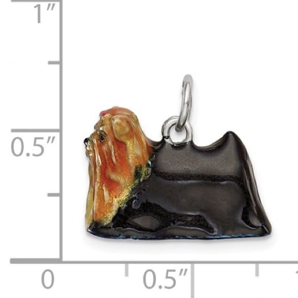 Sterling Silver Enameled Yorkshire Terrier Charm - Picture 5 of 5